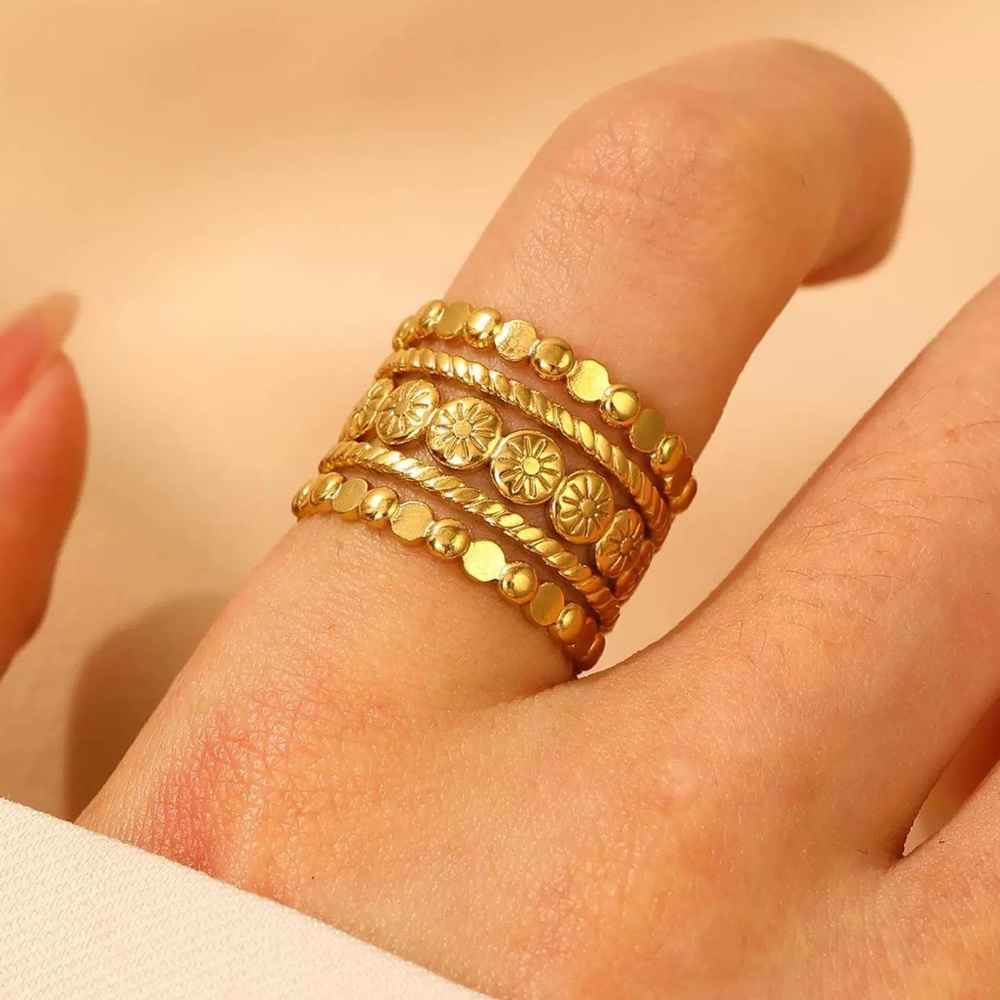 Gold Multi-Band Cuff Ring | Adjustable
